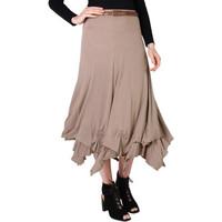 Krisp Hitched Up Belted Maxi Skirt women\'s Skirt in brown