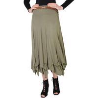 Krisp Hitched Up Belted Maxi Skirt women\'s Skirt in green