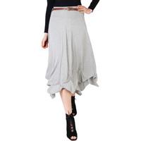 Krisp Hitched Up Belted Maxi Skirt women\'s Skirt in grey