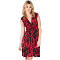 Krisp Flower Print Knot Front Dress women\'s Dress in red