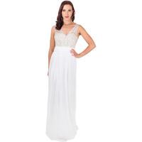 Krisp Sequin Embroidered Chiffon Maxi Dress women\'s Long Dress in white