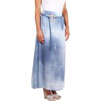 krisp denim print boho maxi skirt womens skirt in blue