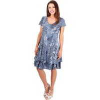 Krisp Tiered Floral V-Neck Sundress women\'s Dress in blue