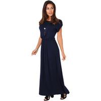 Krisp Turn Up Sleeve Boho Style Maxi Dress women\'s Long Dress in blue