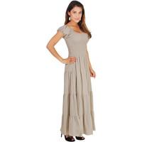 Krisp Shirred Gypsy Sundress women\'s Long Dress in brown