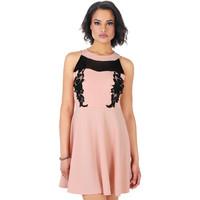 Krisp Crochet Applique Skater Dress women\'s Dress in pink