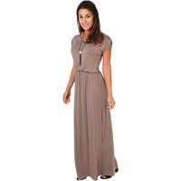 Krisp Turn Up Sleeve Boho Style Maxi Dress women\'s Long Dress in brown