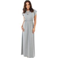 Krisp Turn Up Sleeve Boho Style Maxi Dress women\'s Long Dress in grey