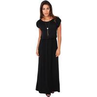 Krisp Turn Up Sleeve Boho Style Maxi Dress women\'s Long Dress in black