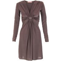 Krisp Long Sleeved Knot Dress women\'s Dress in brown