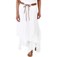 krisp hitched up belted maxi skirt womens skirt in white