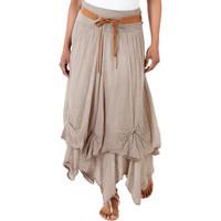 Krisp ?Hitched Up Belted Maxi Skirt women\'s Skirt in brown