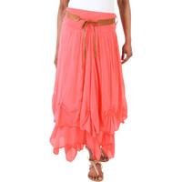 Krisp Hitched Up Belted Maxi Skirt women\'s Skirt in pink