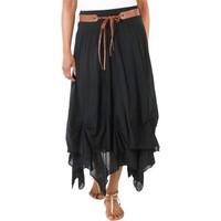 Krisp ?Hitched Up Belted Maxi Skirt women\'s Skirt in black