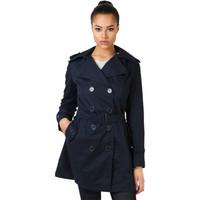 krisp double breasted trench mac coat womens trench coat in blue
