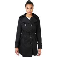 Krisp Double Breasted Trench Mac Coat women\'s Trench Coat in black