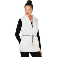 Krisp Faux Fur Long Zip Up Gillet women\'s Coat in white