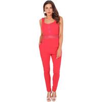 Krisp Mesh Panelled Party Jumpsuit women\'s Jumpsuit in pink