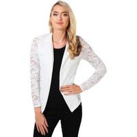 krisp contrast lapel lace blazer womens jacket in white