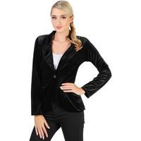 Krisp Luxe Tailored Velour Blazer women\'s Jacket in black