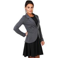 Krisp Sexy Fitted Comfortable Buttoned Fashion Jacket women\'s Jacket in grey