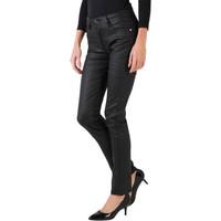 krisp leather look skinny trousers womens jeans in black