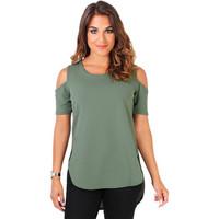 Krisp Cold Shoulder Top women\'s T shirt in green