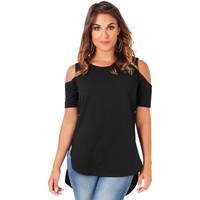 Krisp Cold Shoulder Top women\'s T shirt in black