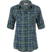 Krisp Womens Long Sleeve Checkered Shirt women\'s Short sleeved Shirt in green