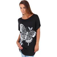 Krisp Butterfly Sequin Print T-shirt women\'s T shirt in black