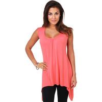 Krisp Relaxed Fit Hip Long Vest Tunic Top women\'s Tunic dress in pink