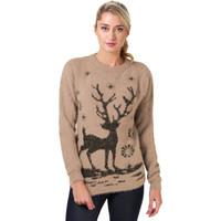 krisp reindeer eyelash christmas jumper womens sweater in grey