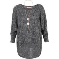 Krisp Oversized Marl Print Jumper With Necklace women\'s Sweater in grey