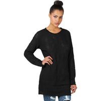 Krisp 2 Front Pockets Cable Knit Jumper women\'s Sweater in black