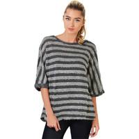 krisp knit stripe boxy top womens vest top in grey
