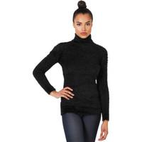 Krisp Fluffy Turtle Neck Jumper women\'s Sweater in black