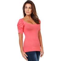 krisp ruched short sleeve jersey top womens t shirt in pink