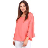 Krisp Crochet Back 2 in 1 Batwing Top women\'s Blouse in orange