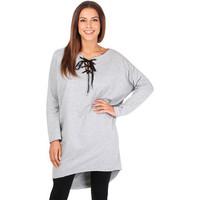 Krisp Lace Up Front Jersey Top women\'s Long Sleeve T-shirt in grey