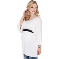 Krisp Batwing Jersey Top with Glittered Waistband women\'s Tunic dress in white