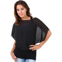 Krisp Summer Tee Sheer Layer Loose Oversized Fit 3559 women\'s T shirt in black