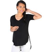 Krisp Oversize Dip Hem Jersey Top women\'s T shirt in black