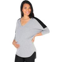 Krisp 3/4 Sleeve Colour Block Batwing Top women\'s Long Sleeve T-shirt in grey