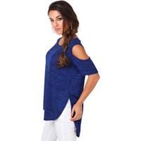 Krisp Marl Print Open Shoulder Tunic Top women\'s T shirt in blue