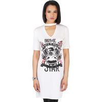Krisp Choker Neck Longline T-Shirt women\'s T shirt in white