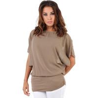 Krisp Summer Tee Sheer Layer Loose Oversized Fit 3559 women\'s T shirt in brown