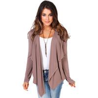 Krisp Jersey Waterfall Cardigan women\'s Cardigans in brown