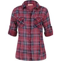 Krisp Womens Long Sleeve Checkered Shirt women\'s Short sleeved Shirt in red