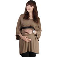 Krisp Maternity Batwing Jersey Top women\'s Tunic dress in brown