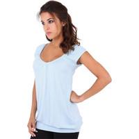 Krisp Cute Comfortable T-Shirt Long Design Short Sleeves Casual Top women\'s T shirt in blue